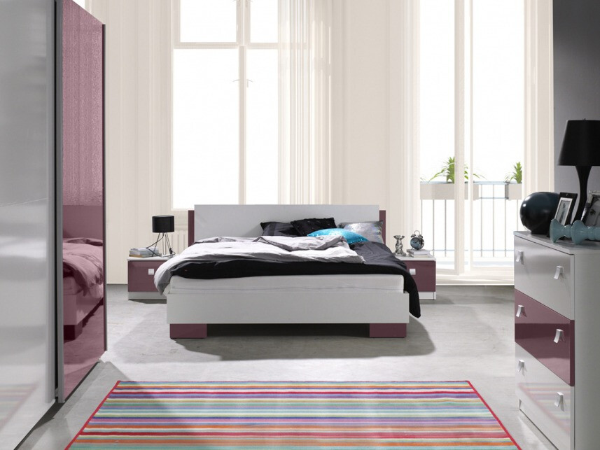 Krevet Murrieta 110 (Bijela + Sjajni Ljubičasta)
