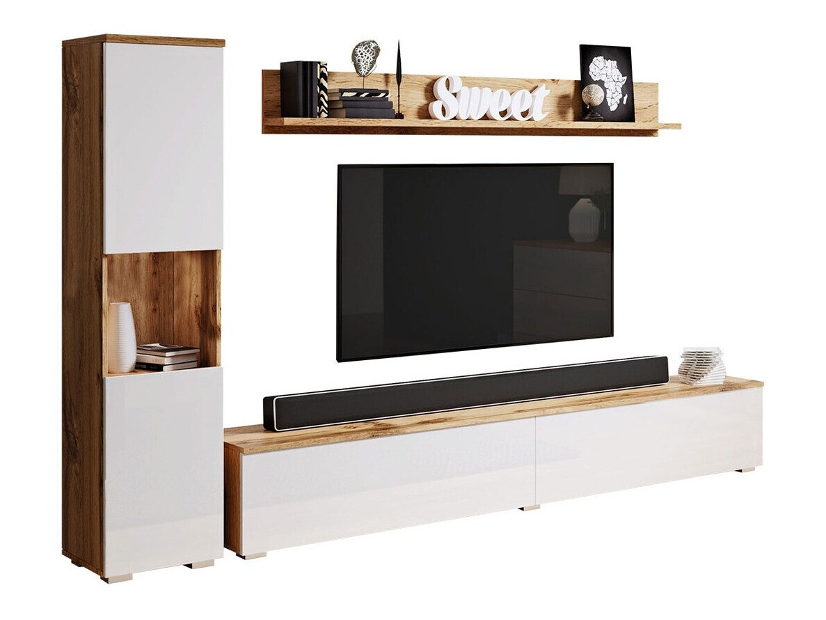 Set za dnevni boravak Sarasota 130 (Hrast Wotan + Sjajno bijela)