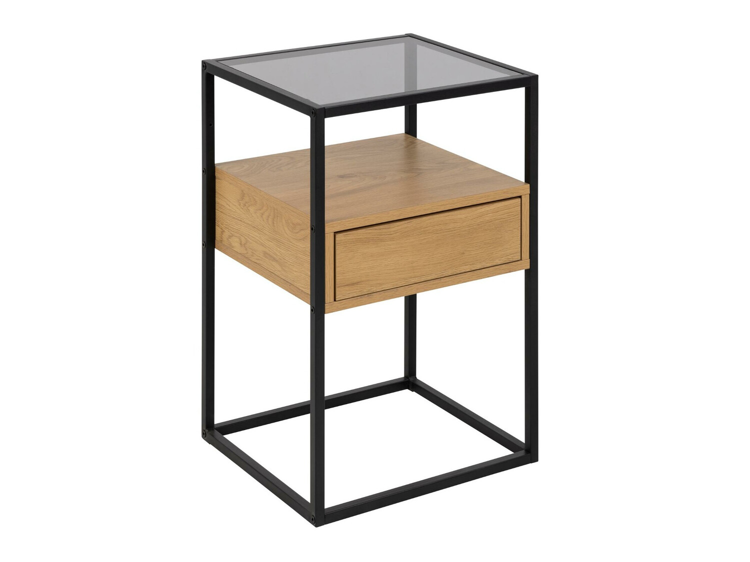 Noćni ormarić Norsica 695 (Crna + Divlji hrast)