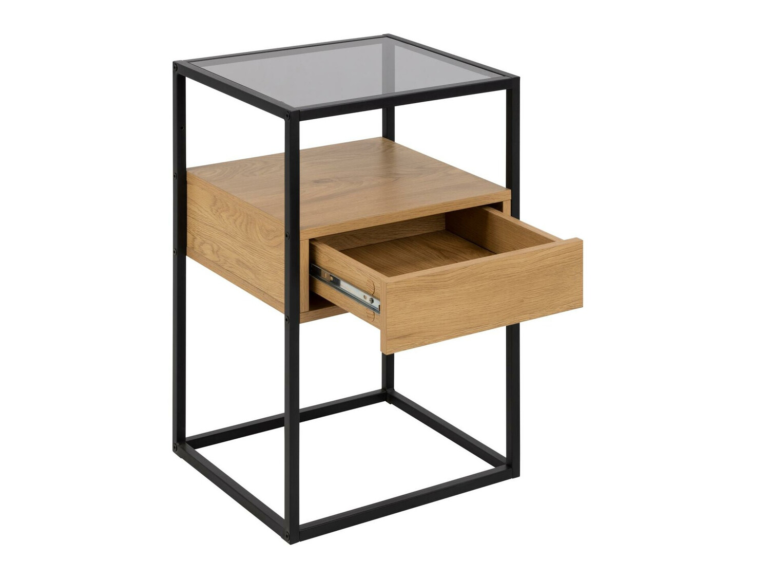 Noćni ormarić Norsica 695 (Crna + Divlji hrast)