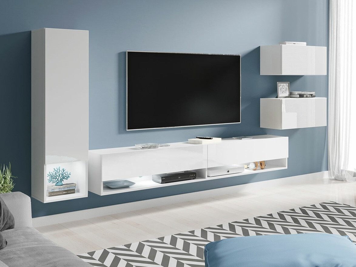 Set za dnevni boravak Sarasota 124 (Bijela + Sjajno bijela)