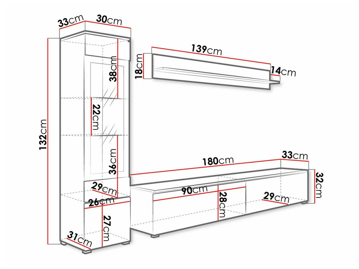 Set za dnevni boravak Sarasota 125 (Hrast Wotan + Sjajno bijela)