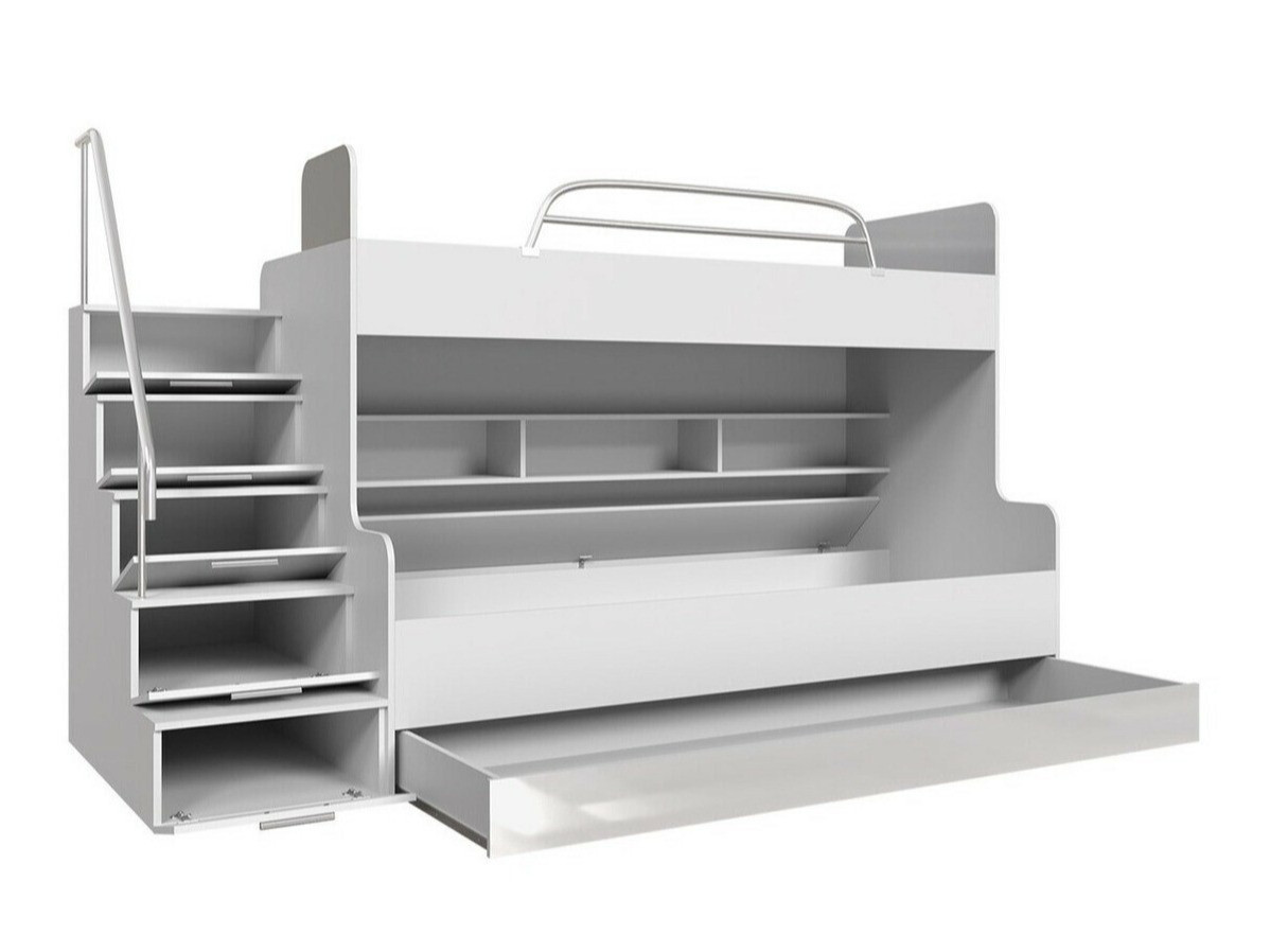 Dvokatan krevet Salmere 111 (Bijela + Sjajno bijela + Sjajno ružičasta)