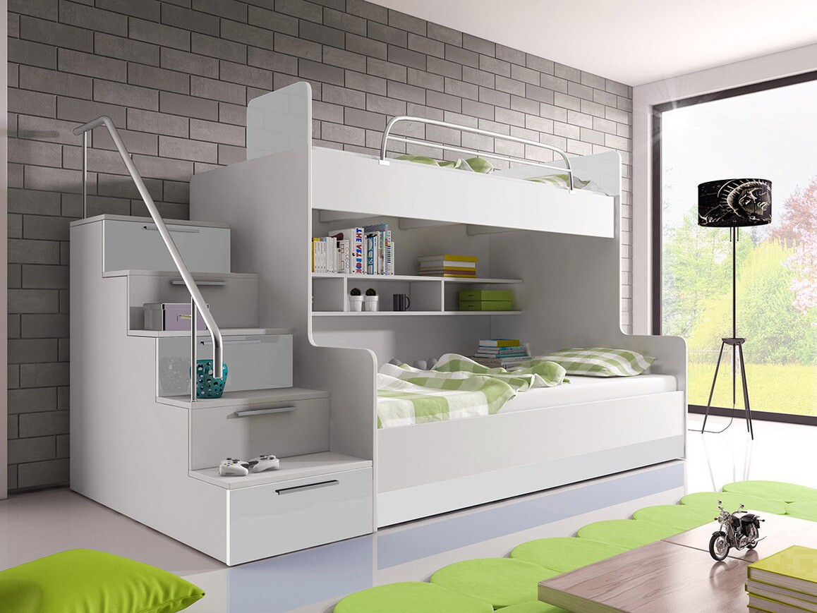 Dvokatan krevet Salmere 111 (Bijela + Sjajno bijela)