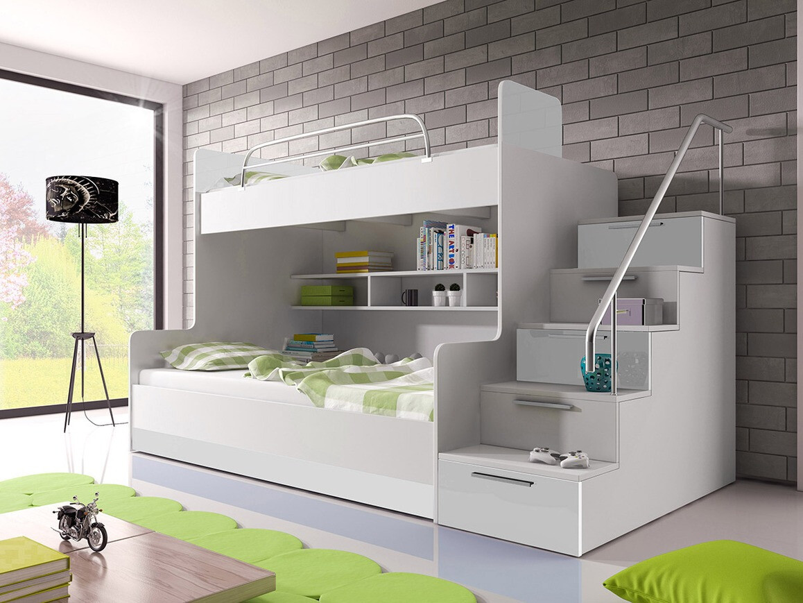 Krevet na kat Salmere 111 (Bijela + Sjajno bijela)