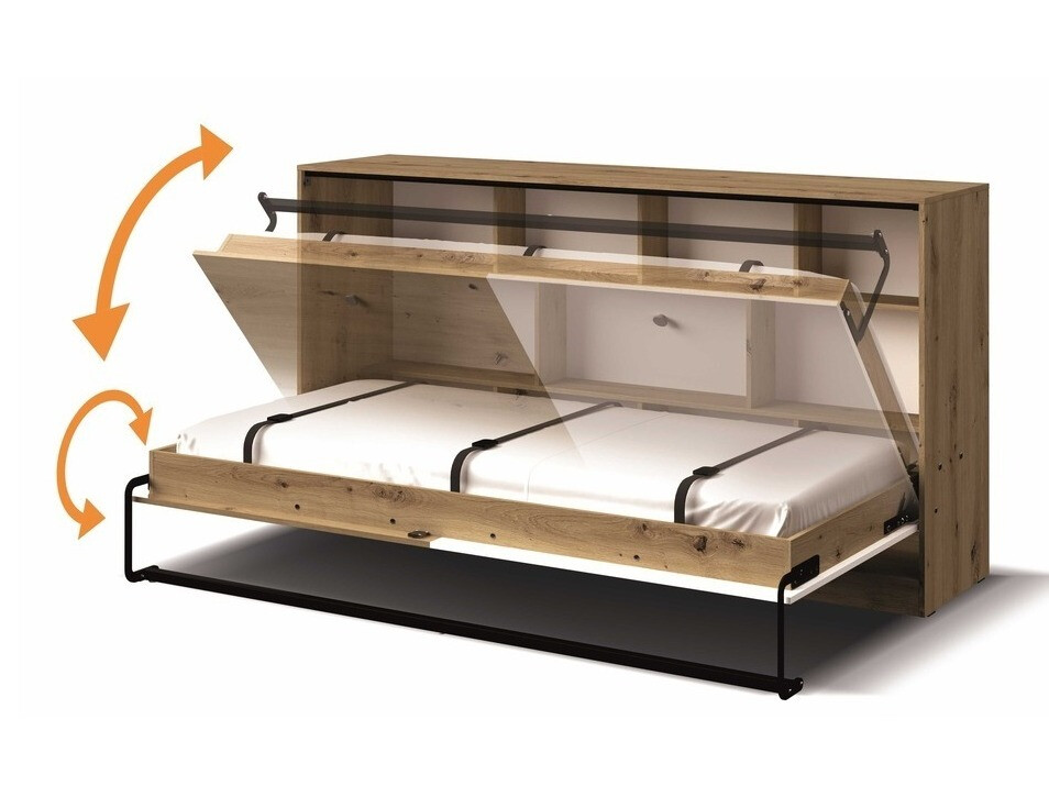 Zidni krevet Mirelbu 114 (Artisan hrast + Bijela)