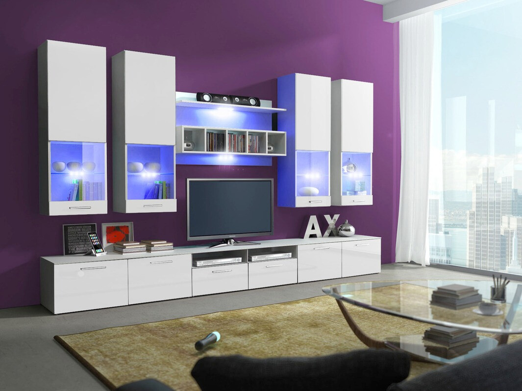 Set za dnevni boravak Caelum (Bijela + Sjajno bijela)