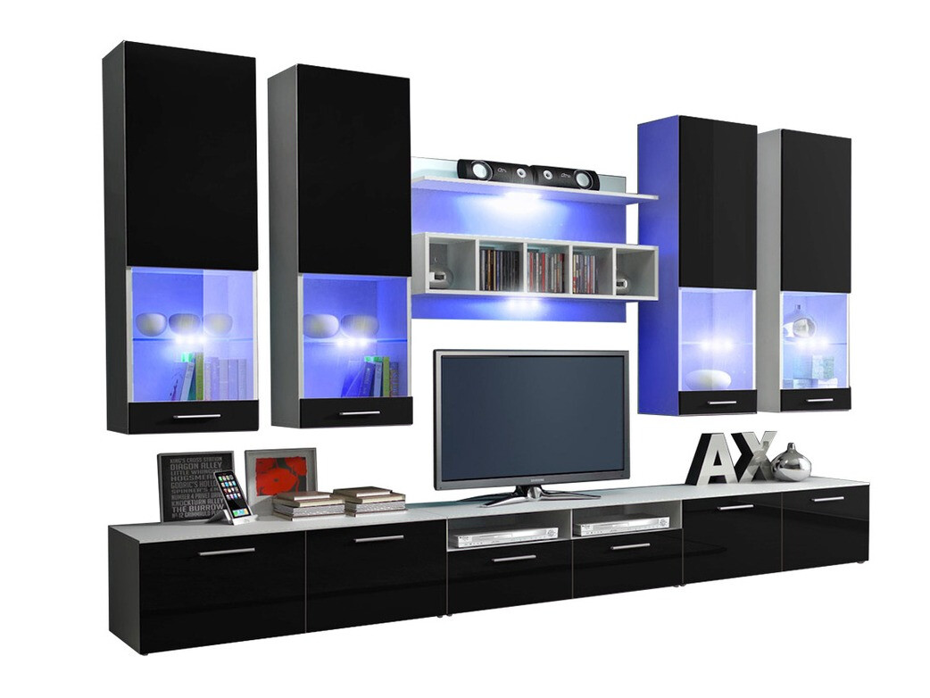 Set za dnevni boravak Caelum (Bijela + Sjajno crna)