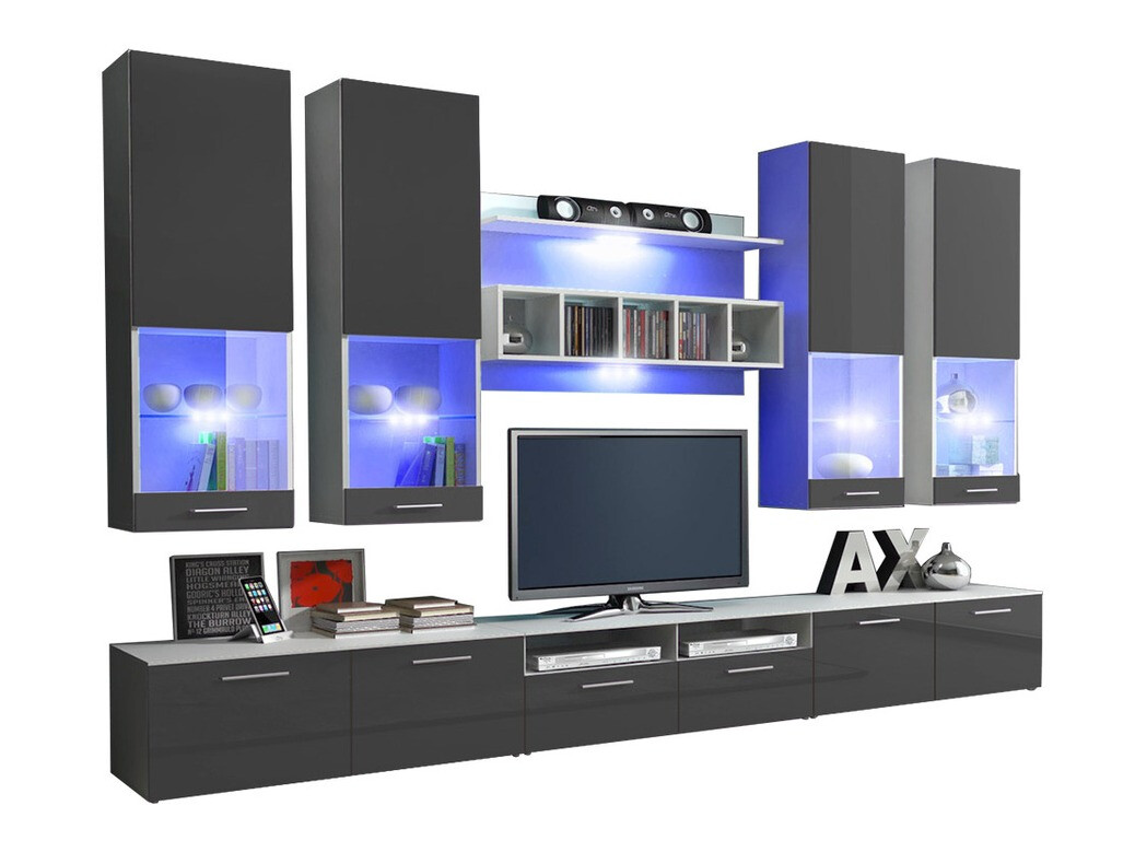 Set za dnevni boravak Caelum (Bijela + Sjajno sivo)