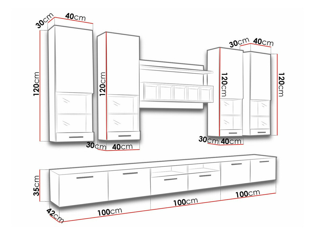 Set za dnevni boravak Nashville 107 (Bijela + Sjajno bijela)