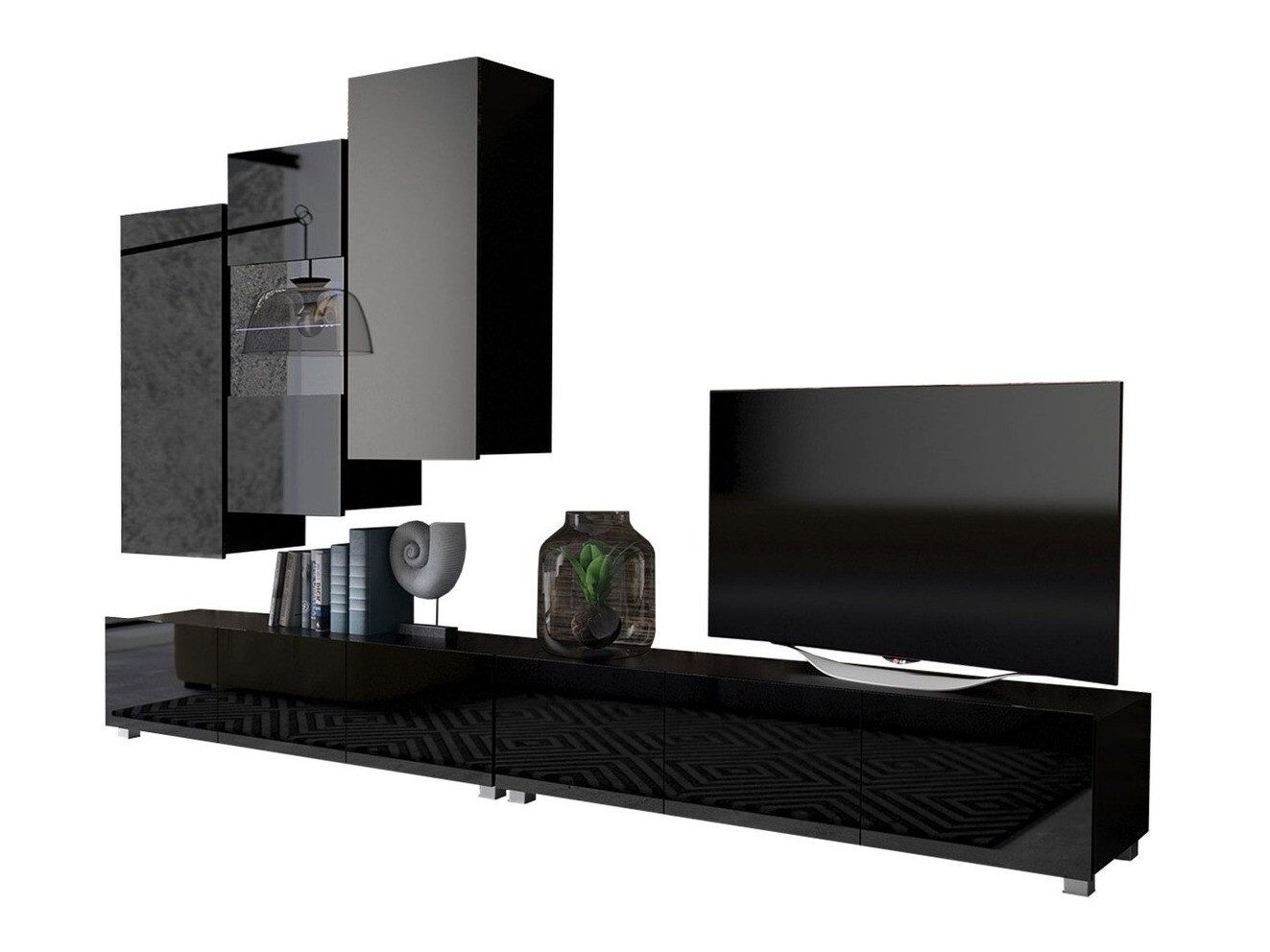 Set za dnevni boravak Remus XVII (Crna + Sjajno crna)