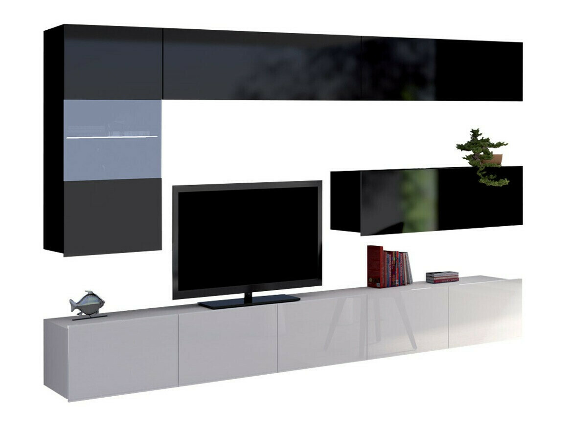 Set za dnevni boravak Remus IV (Bijela + Sjajno bijela + Crna + Sjajno crna)