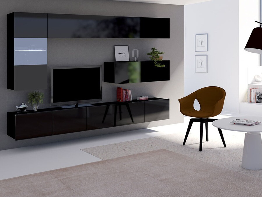 Set za dnevni boravak Tivdalu 108 (Crna + Sjajno crna)