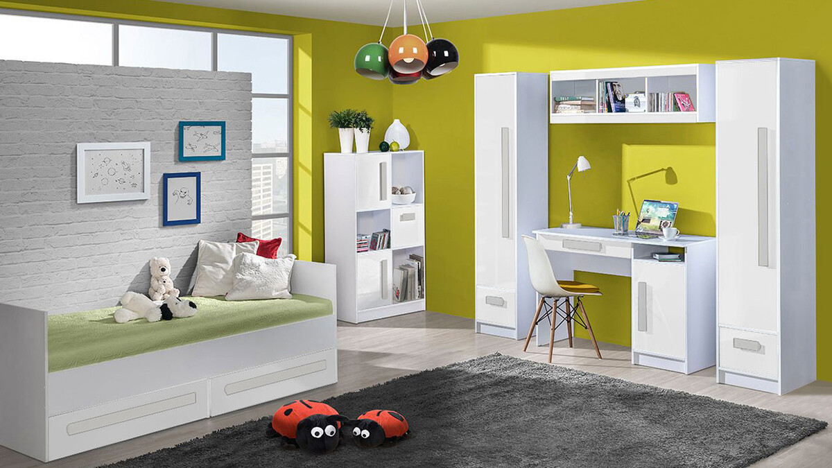 Krevet Merevari 102 (Bijela + Sjajno bijela + Siva)