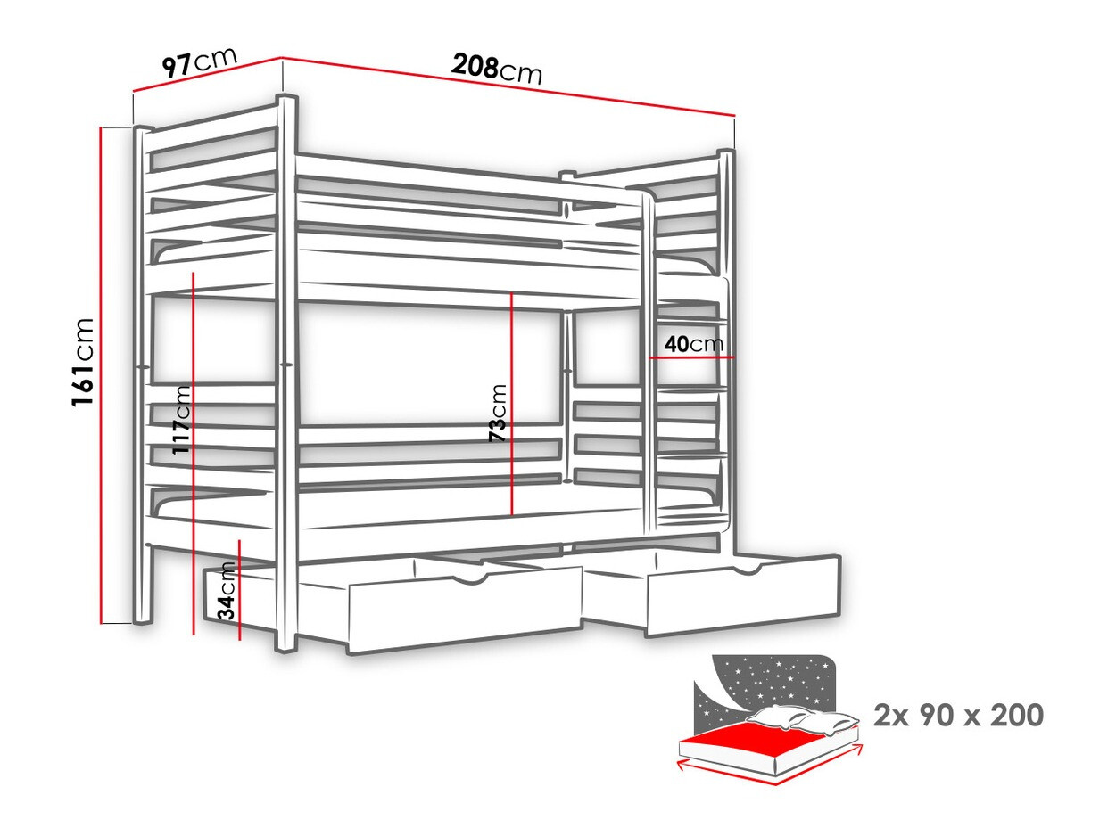 Krevet na kat Vista 101 (Bijela)