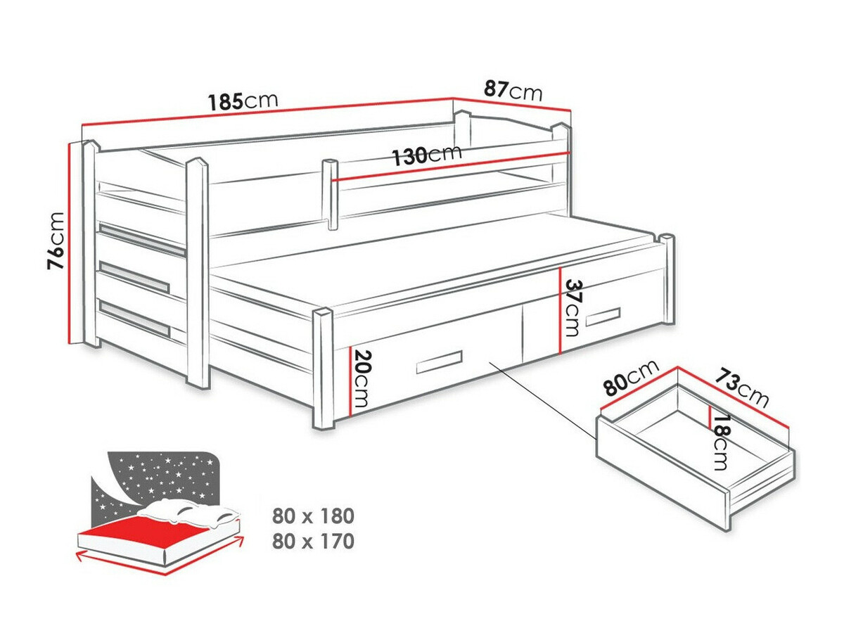 Krevet Henderson 139 (Bijela + Hrast Artisan)