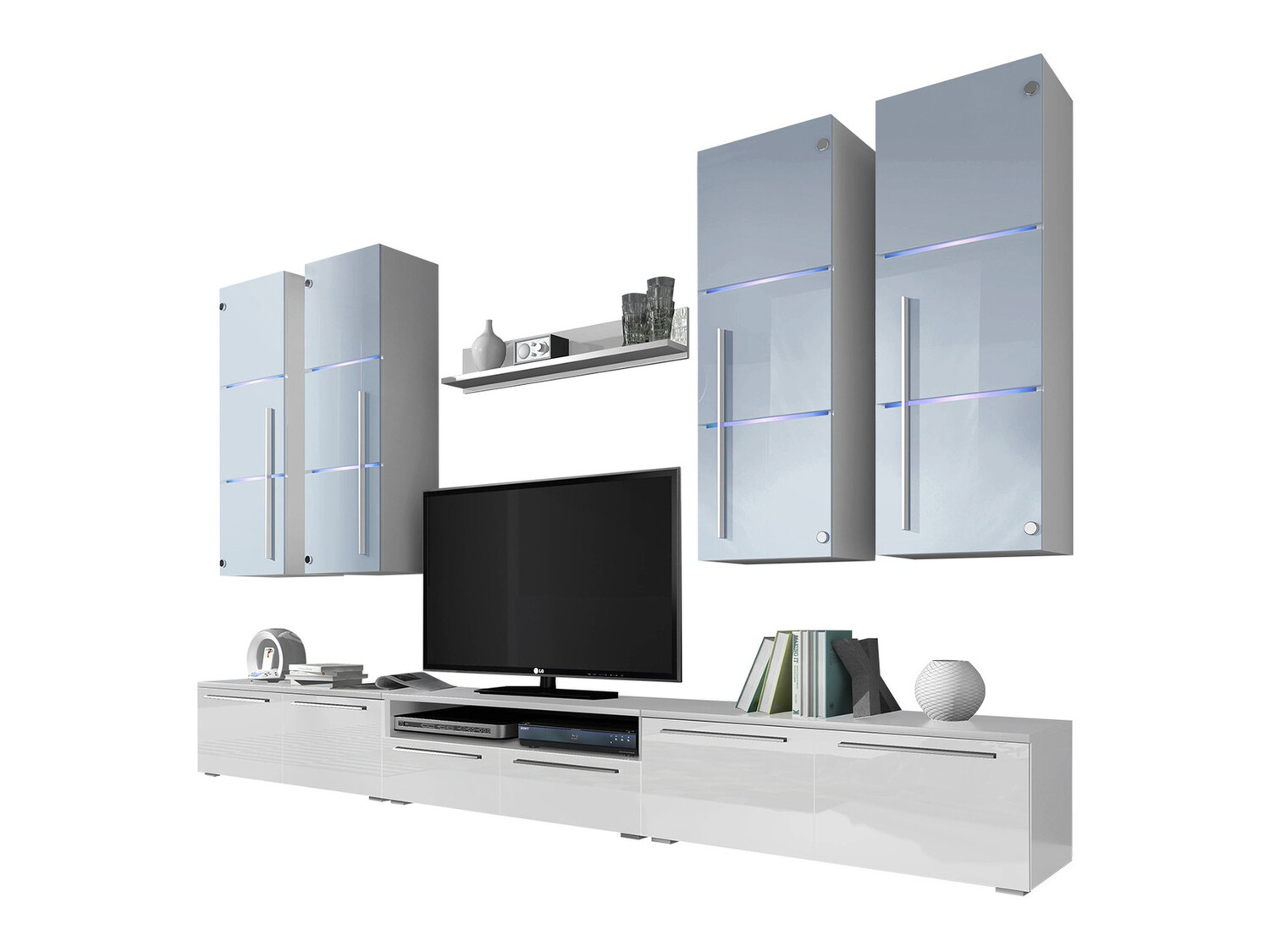 Set za dnevni boravak Flos (Bijela + Sjajno bijela)