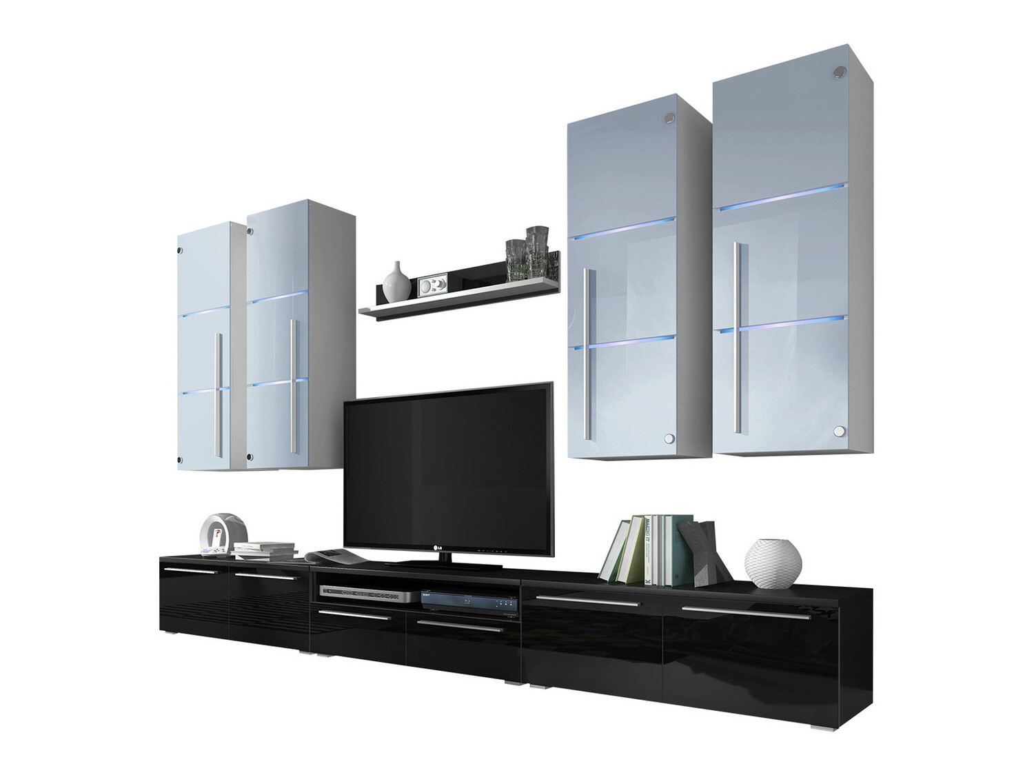 Set za dnevni boravak Nashville 102 (Crna + Sjajno crna)