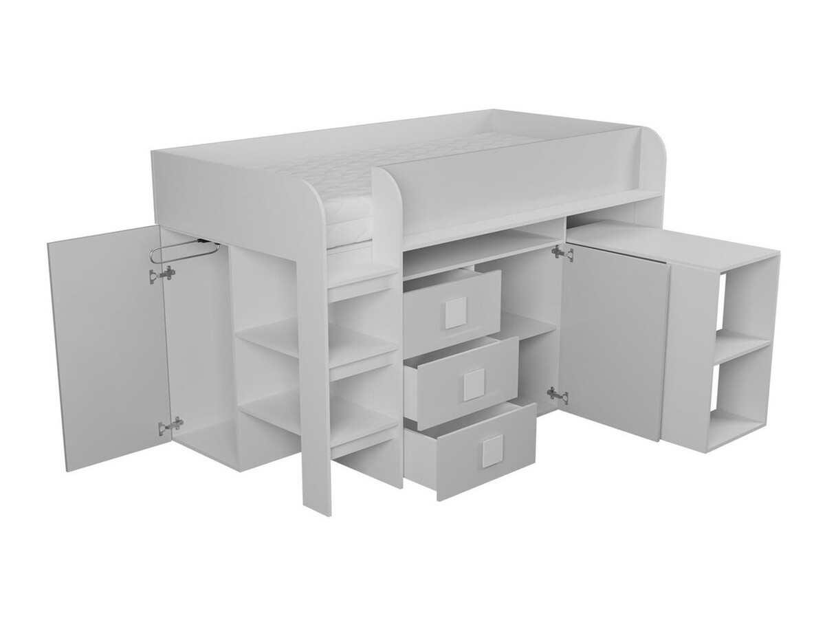 Krevet Hartford 190 (Bijela + sjaj Tirkiz + Sjajno bijela)