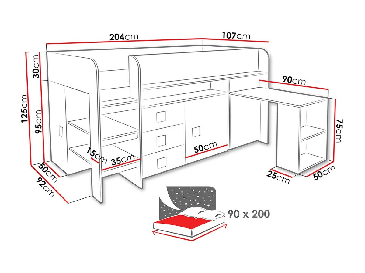 Krevet Hartford 190 (Bijela + Sjajno ružičasta + Sjajno bijela)