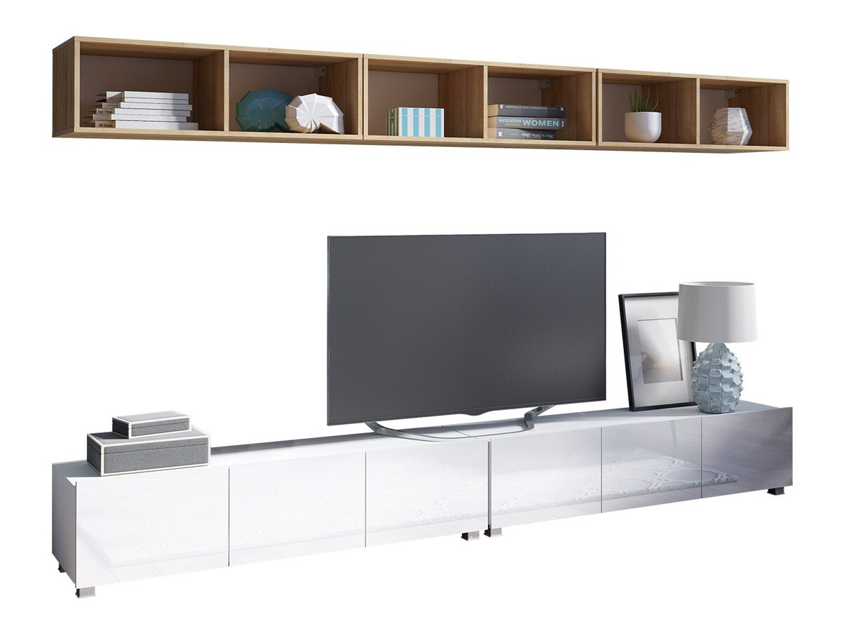 Dnevni boravak Tivdalu 153 (Bijela + Sjajno bijela + Zlatni hrast)