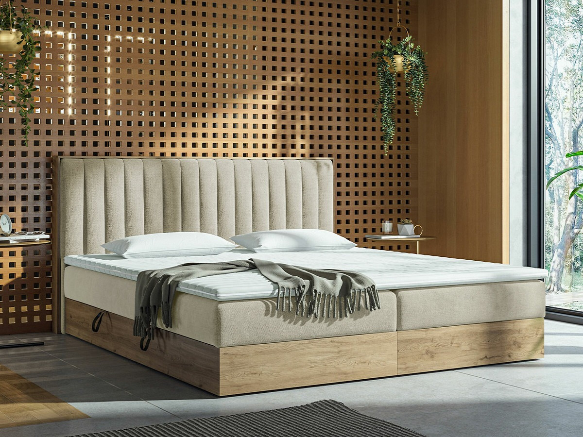 Boxspring krevet ComfiDream 166 (Zlatni hrast + Soro 21)