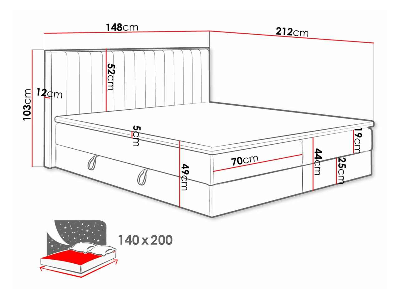 Boxspring krevet ComfiDream Odelra (Zlatni hrast + Soro 100)