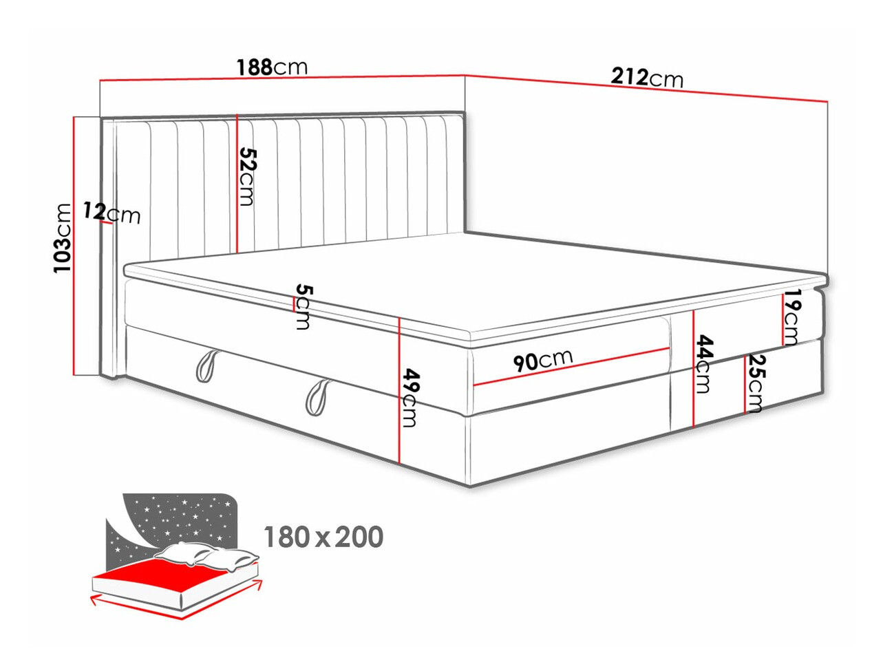 Boxspring krevet ComfiDream Odelra (Zlatni hrast + Soro 100)