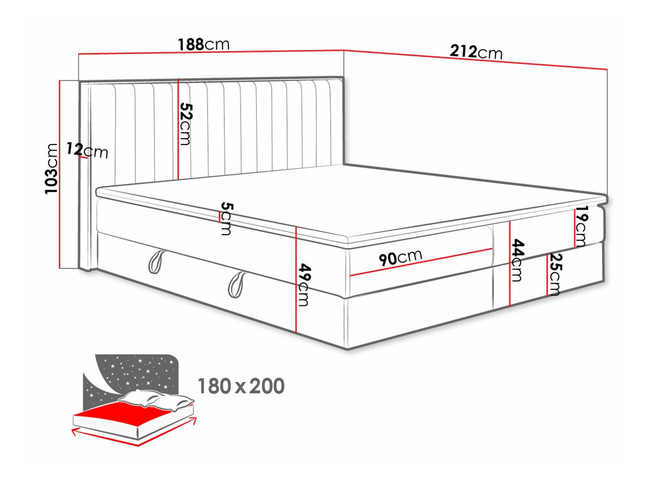 Boxspring krevet ComfiDream Odelra (Zlatni hrast + Soro 21)
