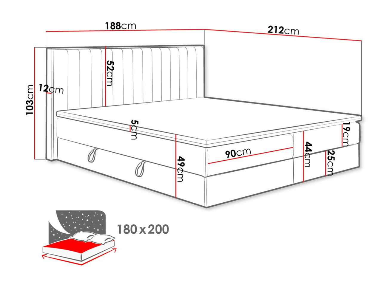 Boxspring krevet ComfiDream Odelra (Zlatni hrast + Soro 90)
