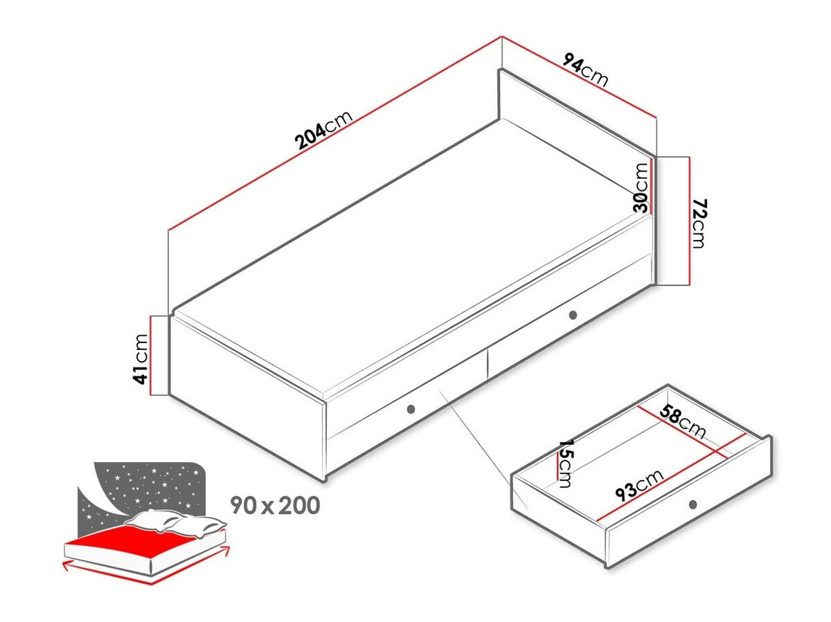 Krevet Almira 113 (Artisan hrast + Bijela + Siva)
