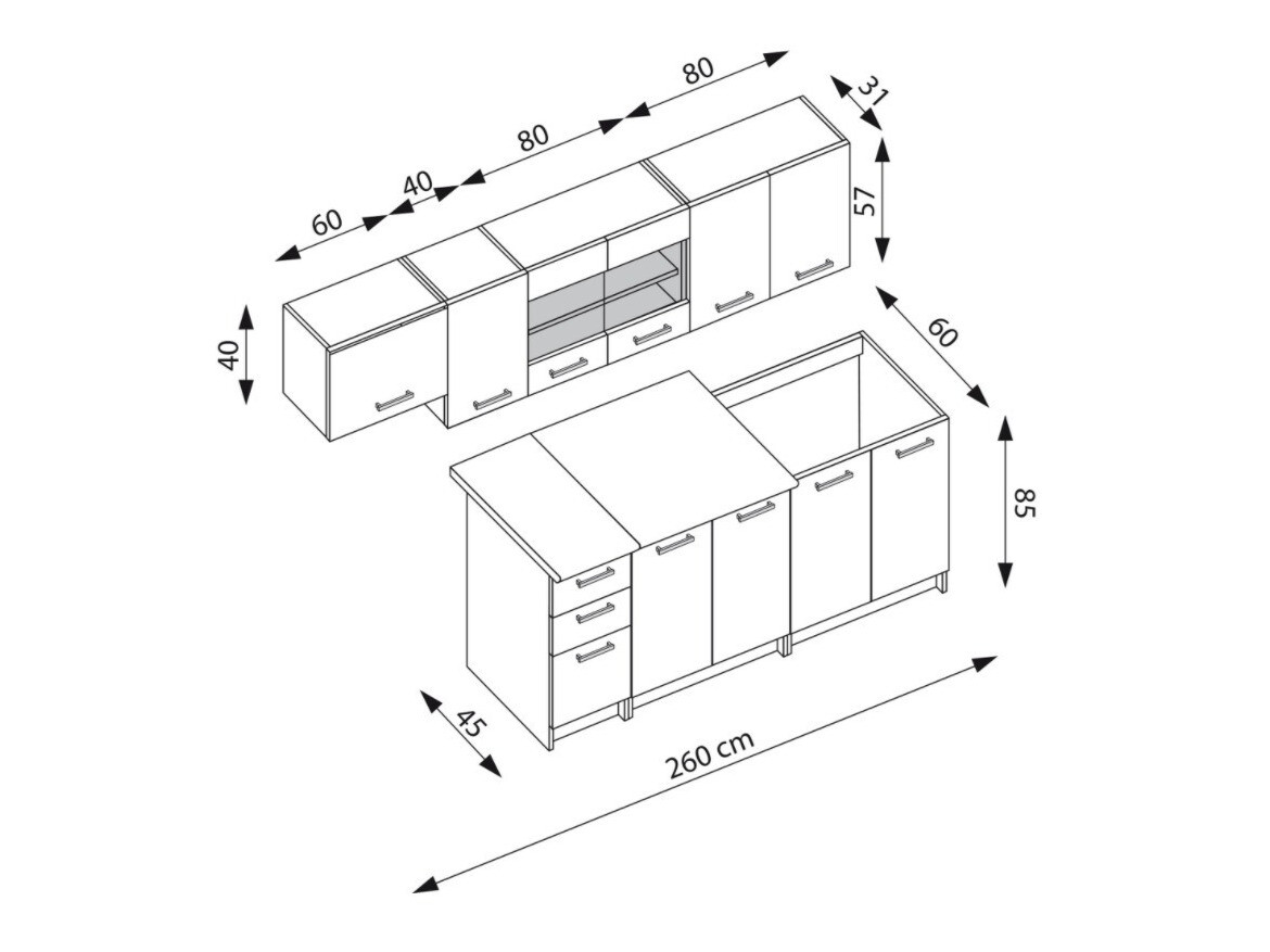 Kuhinjski set Houston 1182 (Sanema hrast + Bijela + Bež)