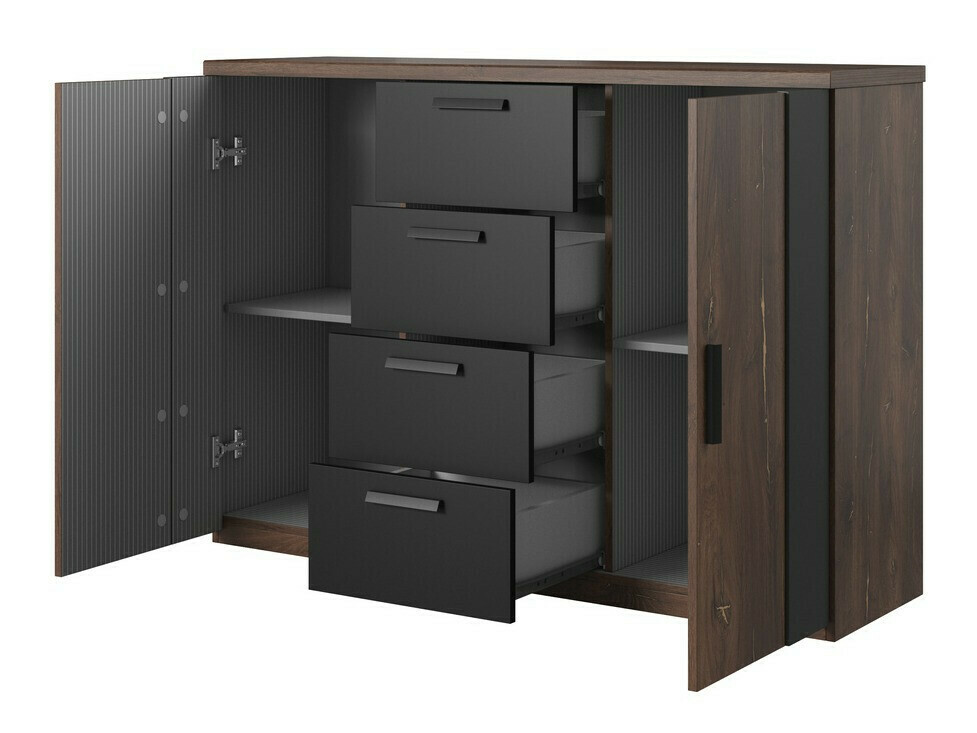 Set za spavaću sobu Felelie 107 (Tamni hrast Flagstaff + Bakar)