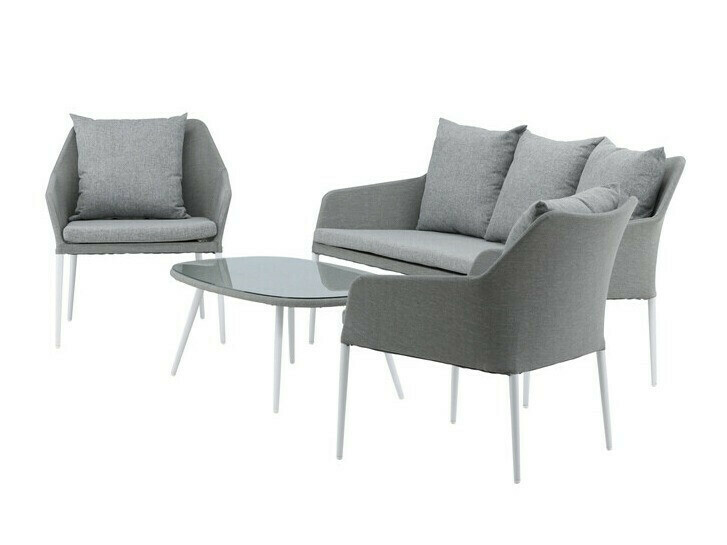 Set vrtnog namještaja Dallas 3116 (Svijetlo siva + Bijela)