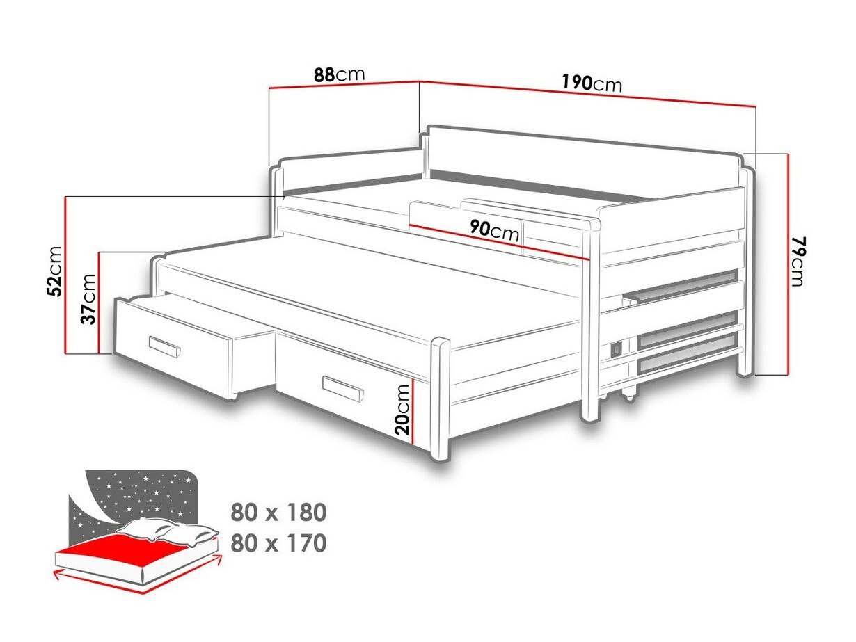 Krevet Henderson 121 (Bijela + Siva)
