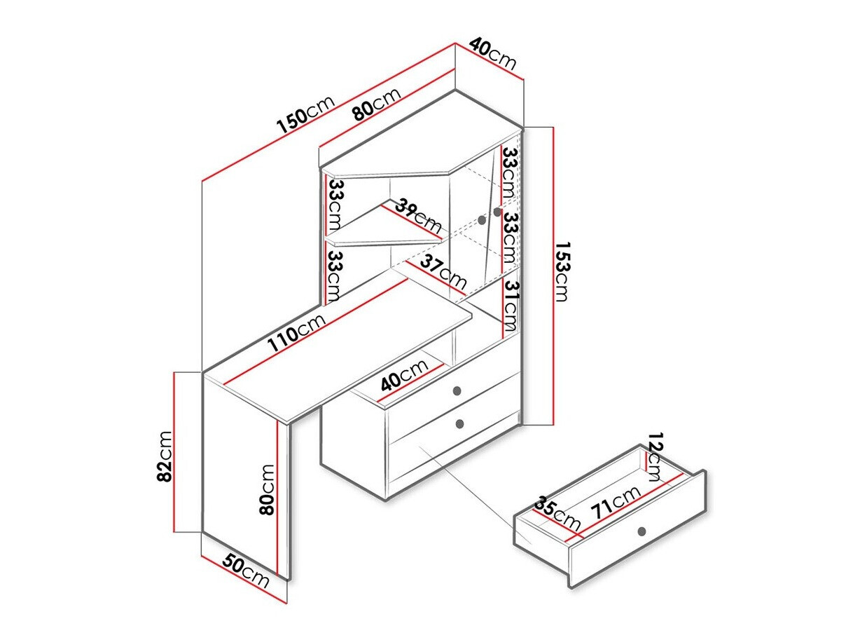 Uredski stol Almira 110 (Hrast Artisan + Bijela)