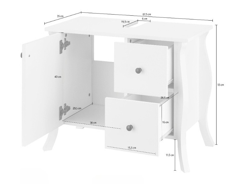 Samostojeći kupaonski ormarić za umivaonik Ophtole 101 (Sivi hrast)