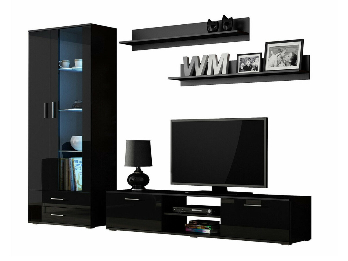 Set za dnevni boravak Tornola 115 (Crna + Sjajno crna)