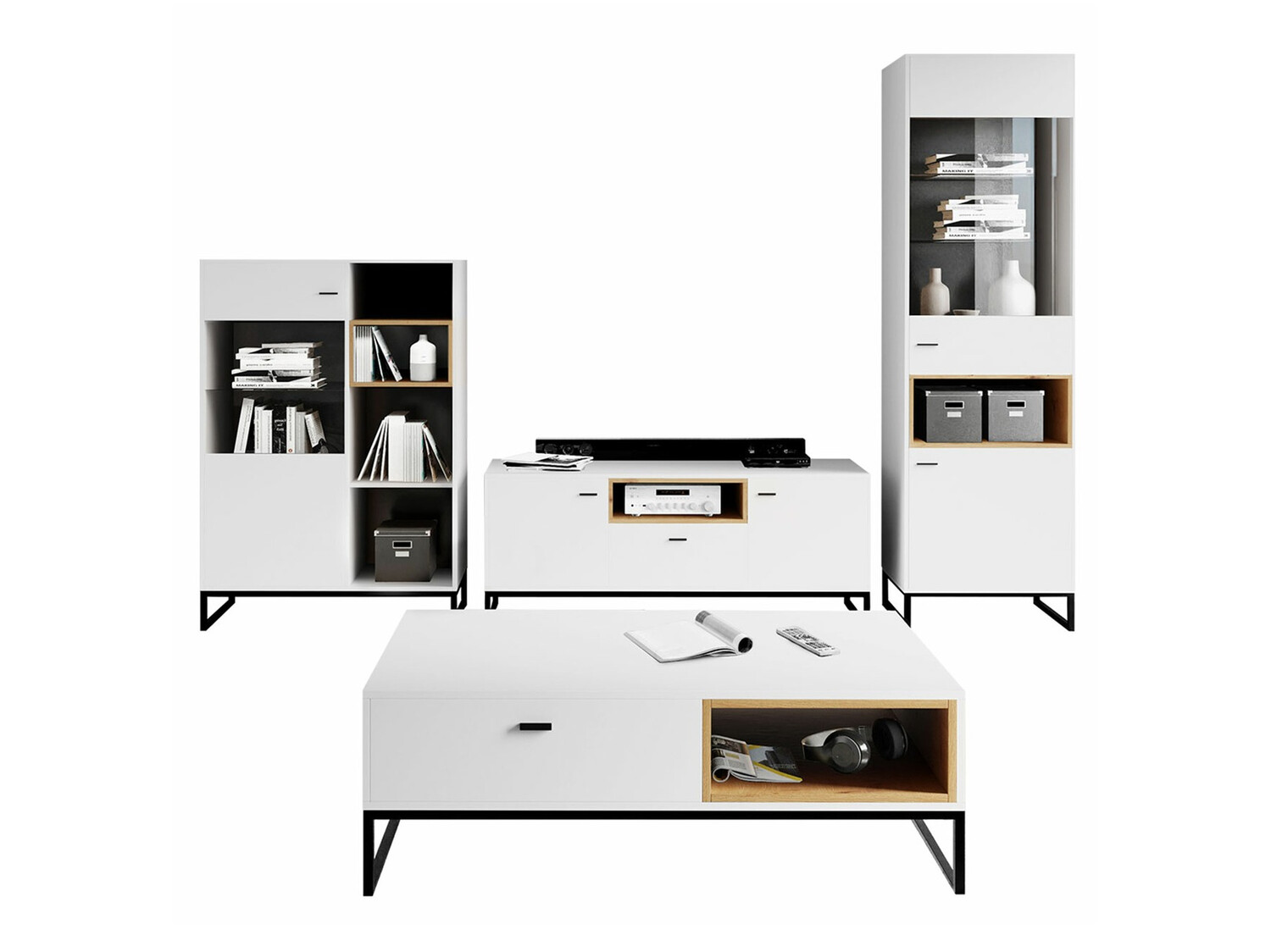 Dnevni boravak Baltesi 108 (Bijela + Artisan hrast)