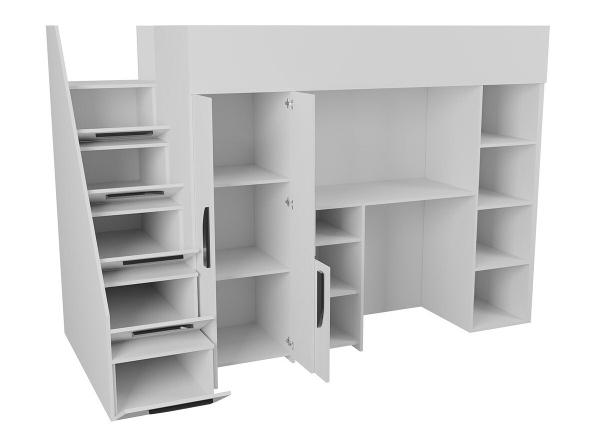 Krevet na platformi Hartford 192 (Bijela + Sjajno siva + Sjajno bijela)