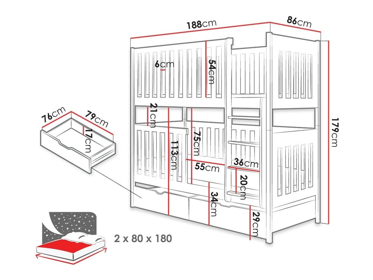 Krevet na kat Vista 104