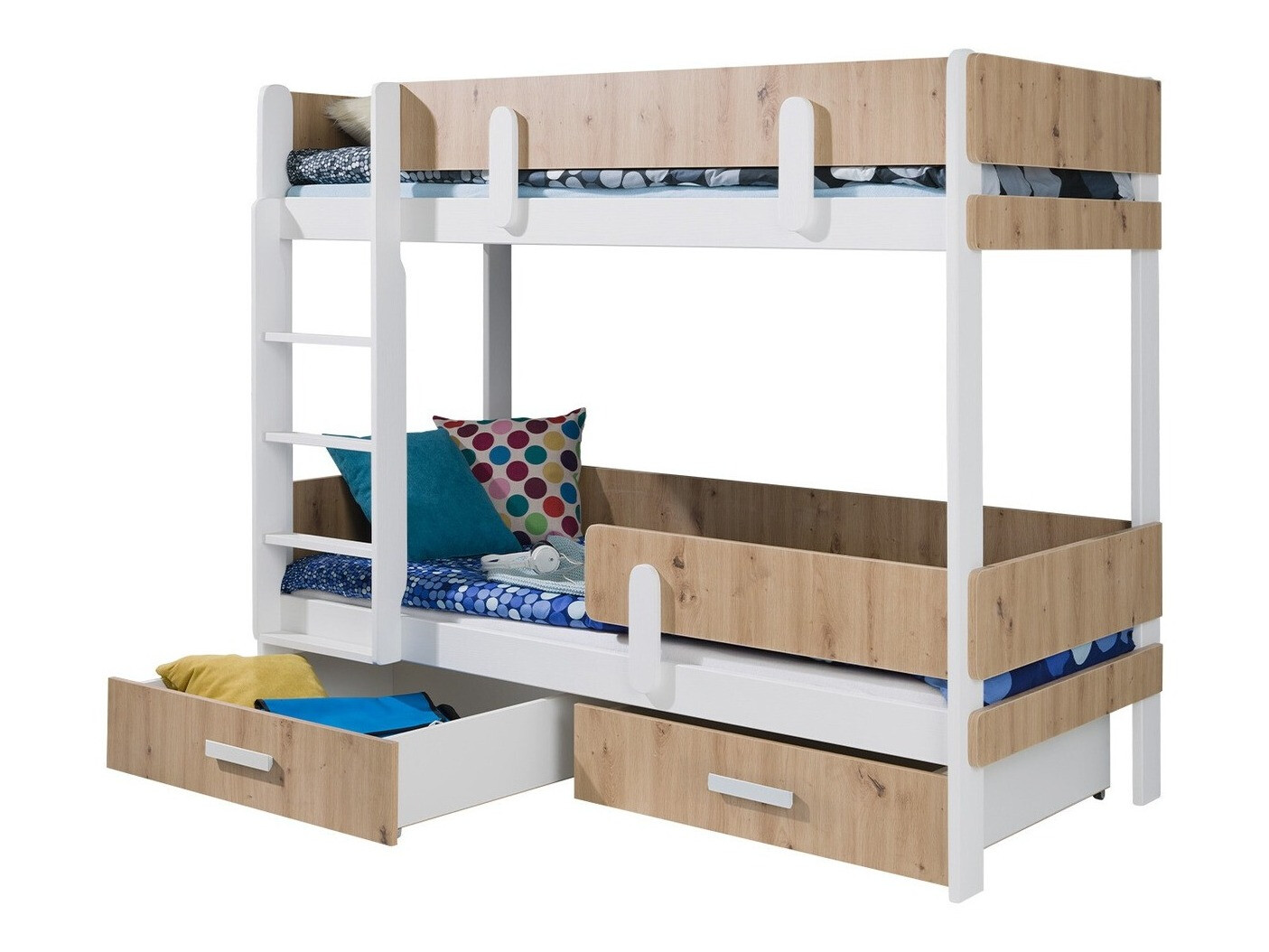 Dvokatan krevet Henderson 144 (Bijela + Artisan hrast)