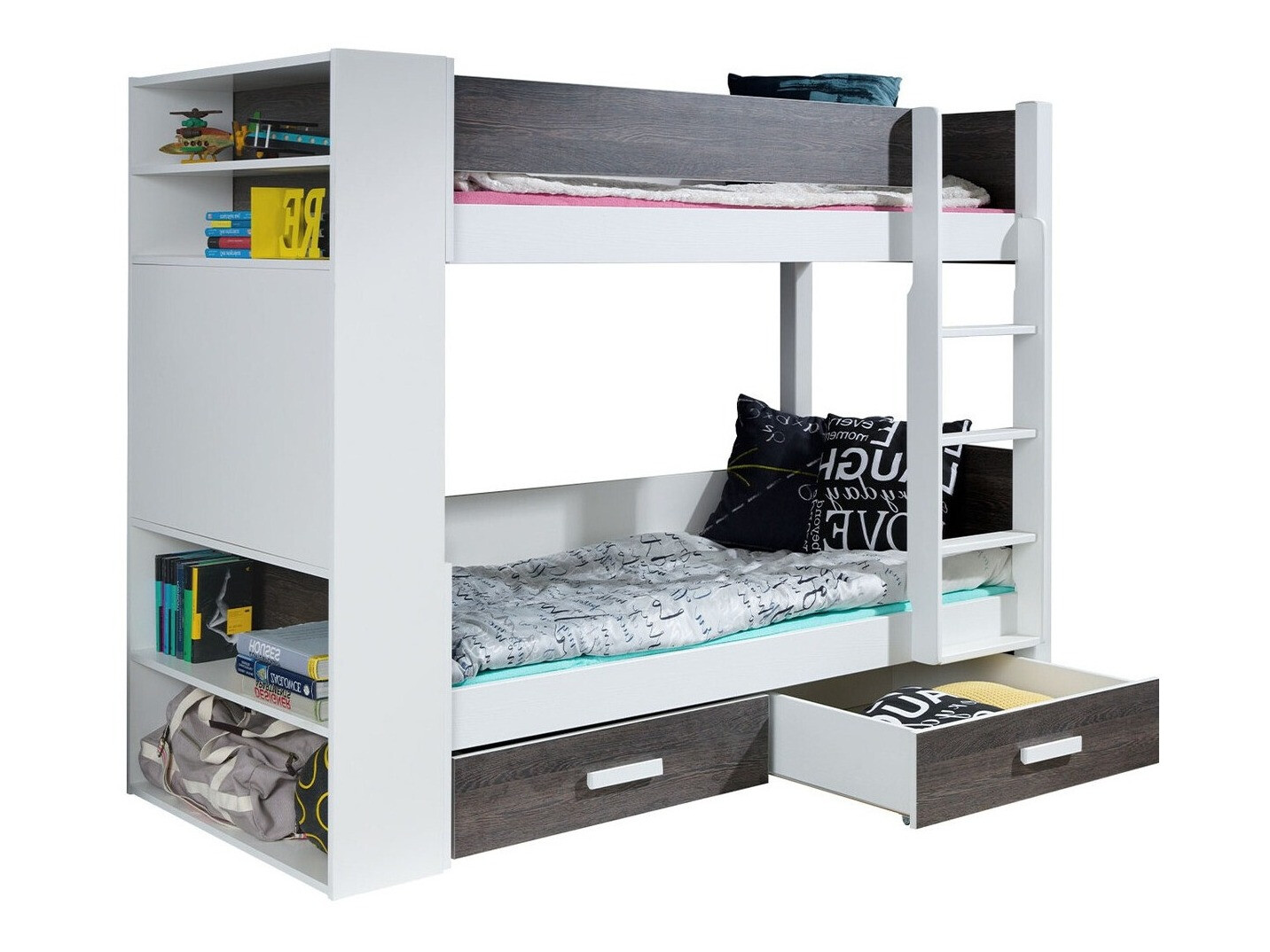 Krevet na kat Henderson 141 (Bijela + Tamna Zebrano)