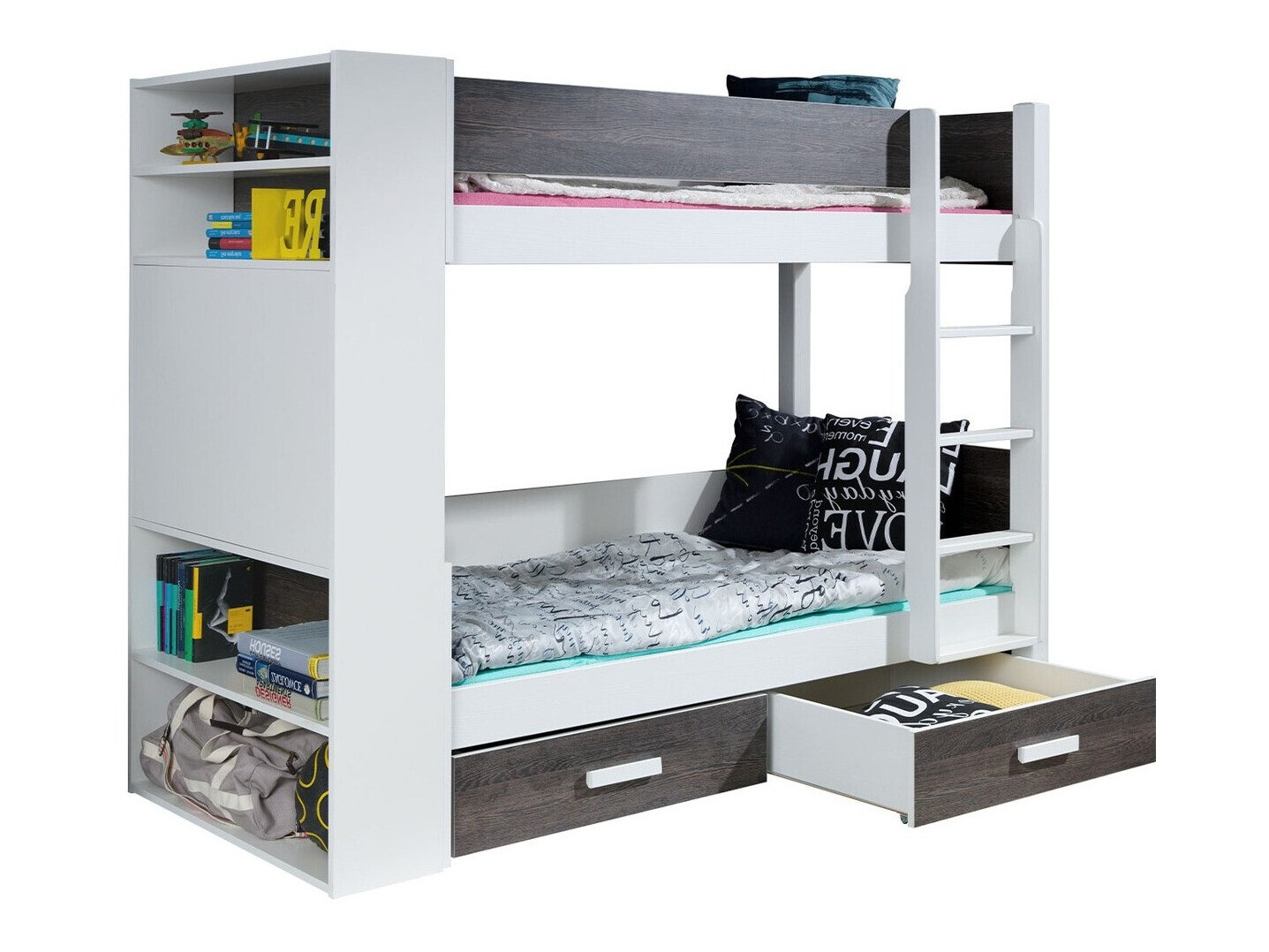 Krevet na kat Henderson 142 (Bijela + Tamna Zebrano)