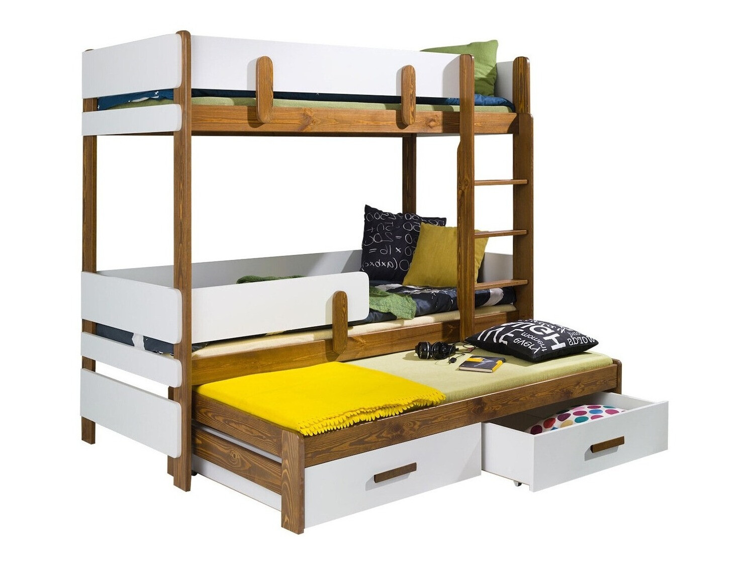 Krevet na kat Henderson 146 (Bijela + Hrast)