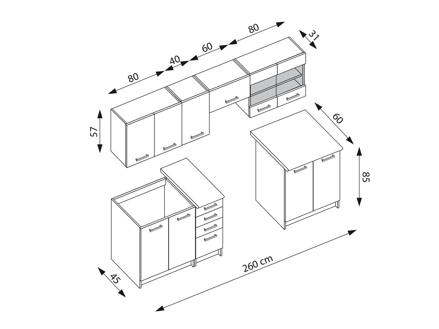 Kuhinjski set Houston 1138 (Tamni hrast)