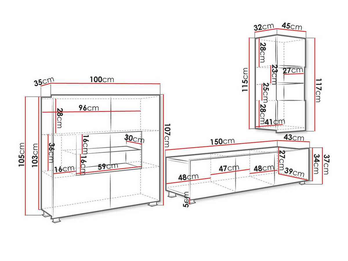 Dnevni boravak Tivdalu 111 (Bijela + Sjajno bijela)