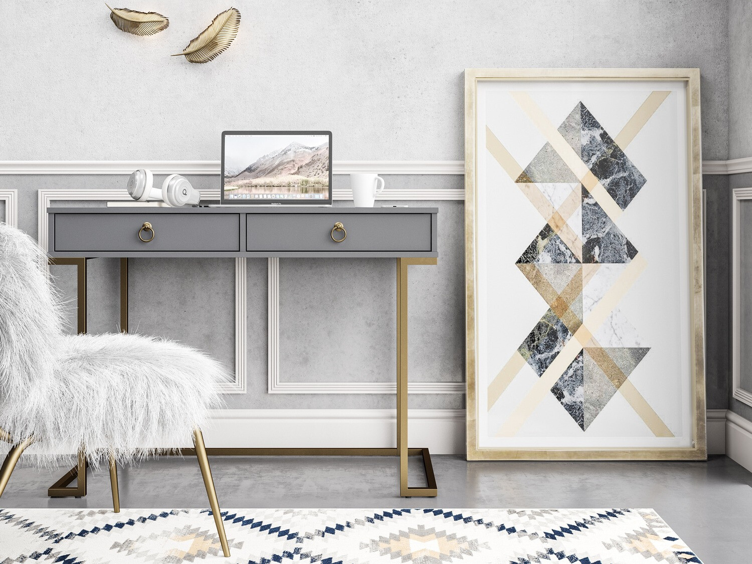 Uredski stol CosmoLiving by Cosmopolitan Fersale 100 (Grafit + Zlatna)