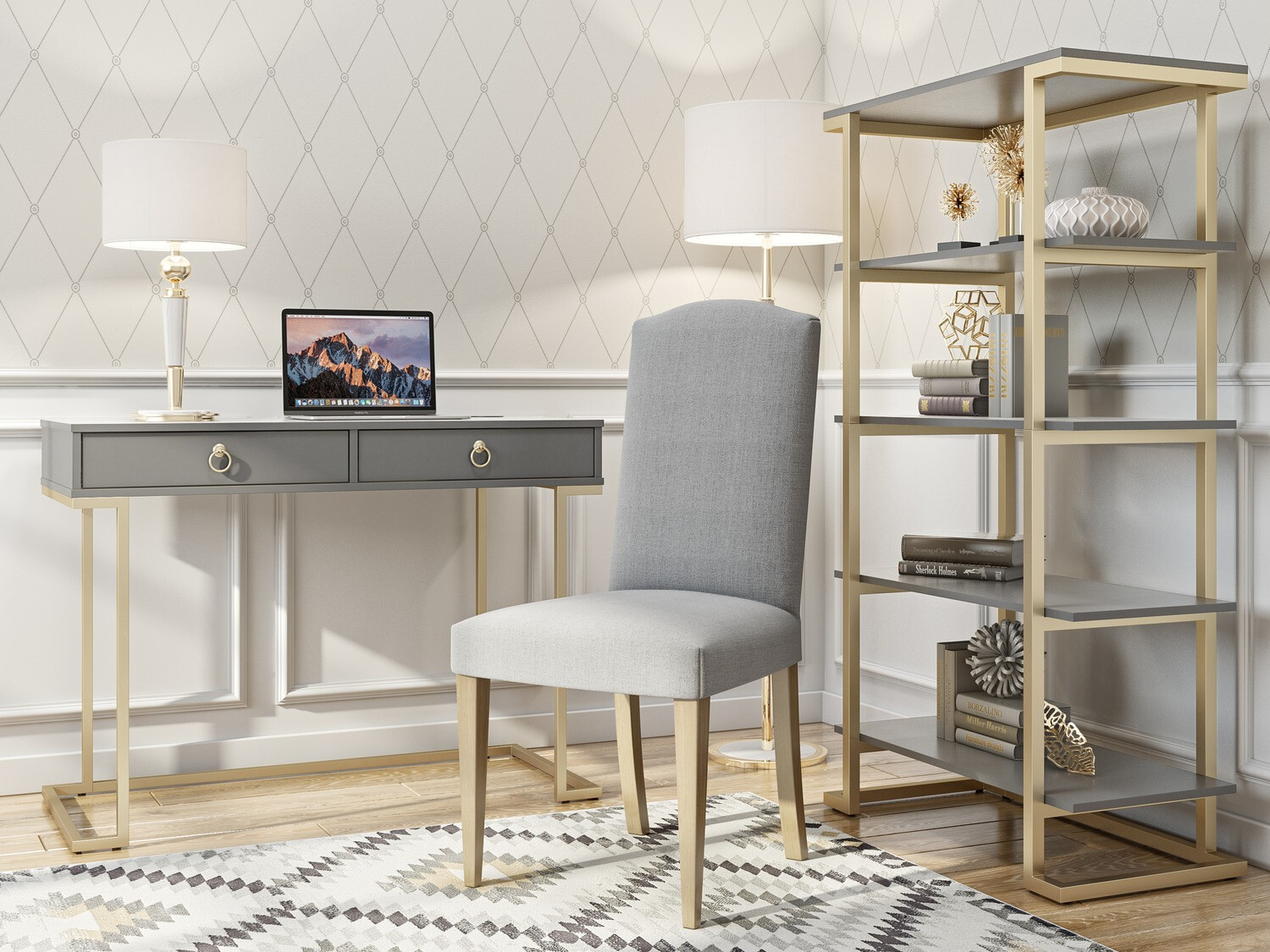 Uredski stol CosmoLiving by Cosmopolitan Fersale 100 (Grafit + Zlatna)