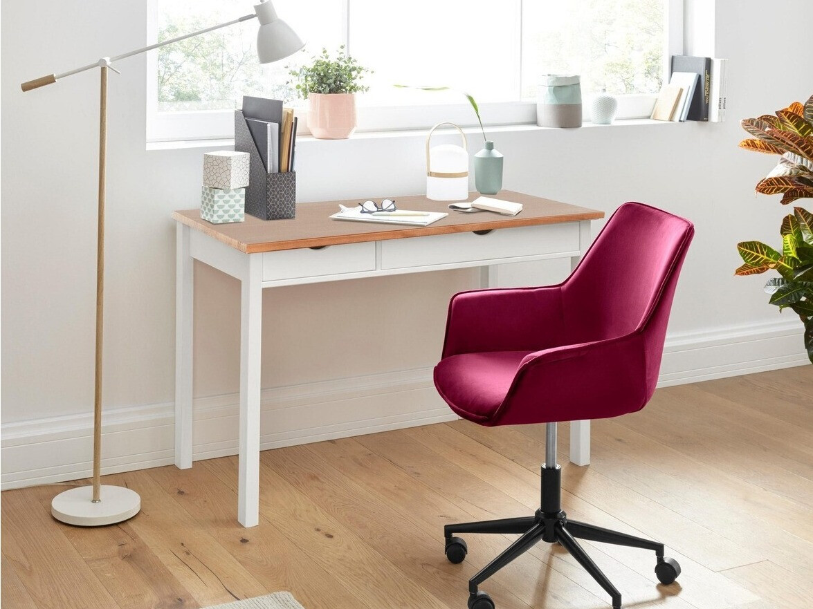 Uredski stol Denton 133 (Bijela + Svijetlo drvo)